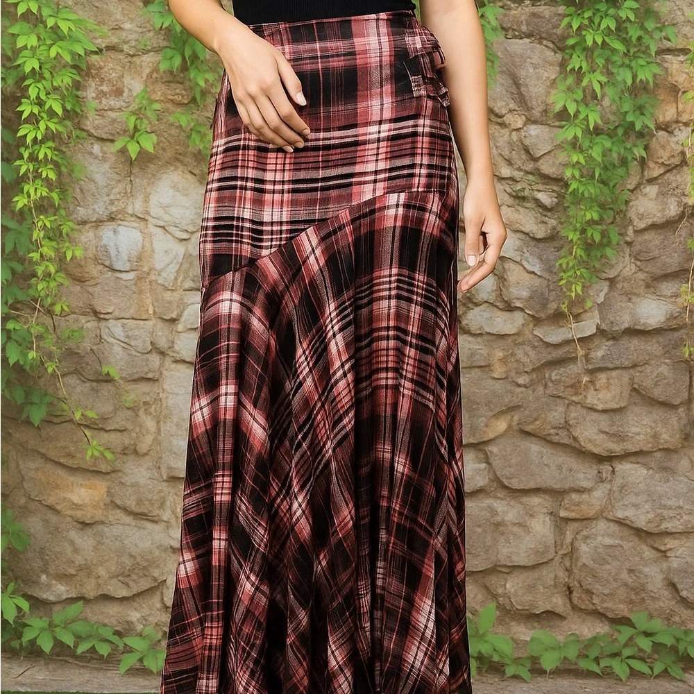 FREE PEOPLE Plaid Maxi Skirt, 12